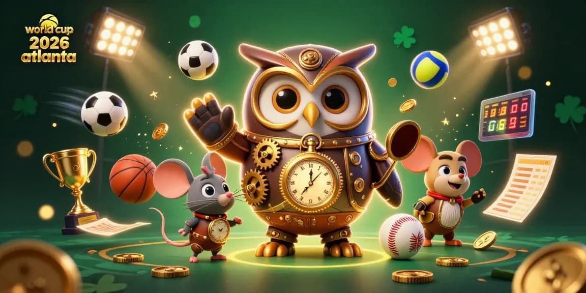Engage in thrilling betting with world cup 2026 atlanta illustration featuring steampunk owl and dynamic sports elements.