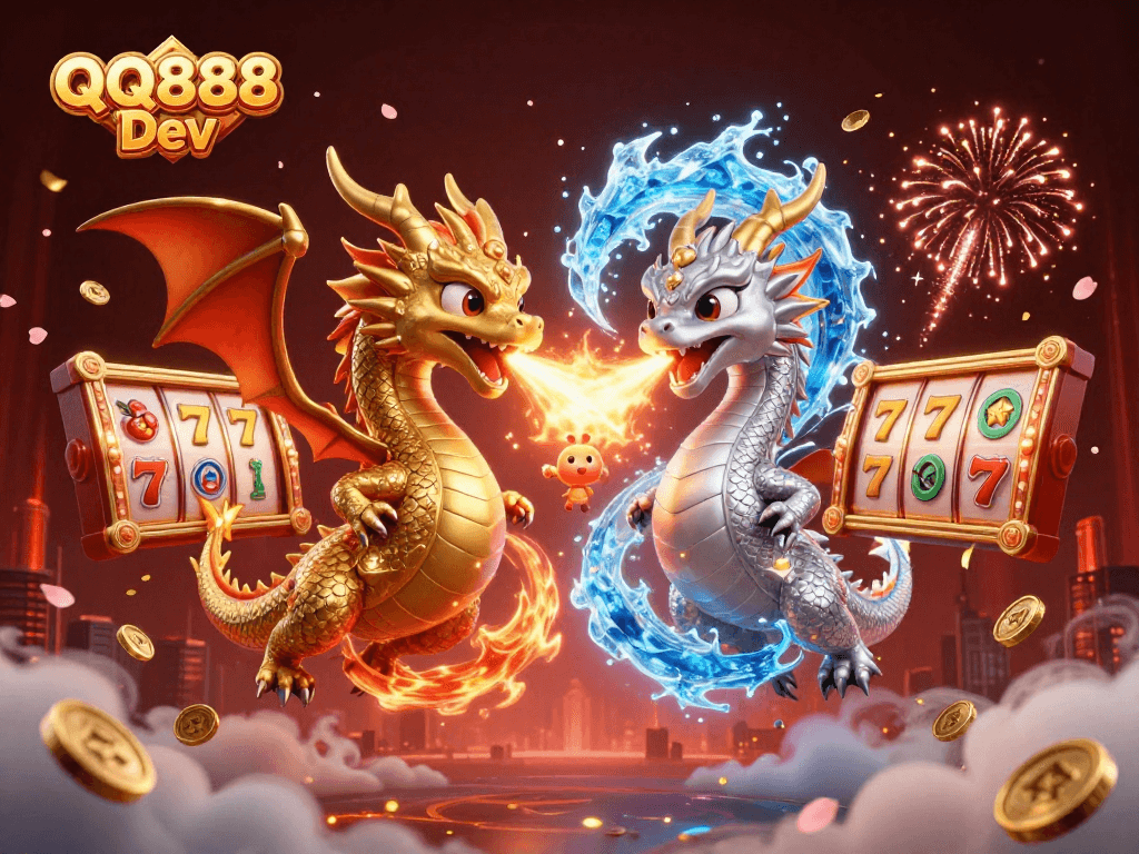 Engage in thrilling slot gameplay with QQ888 Dev featuring dragons and lucky symbols.