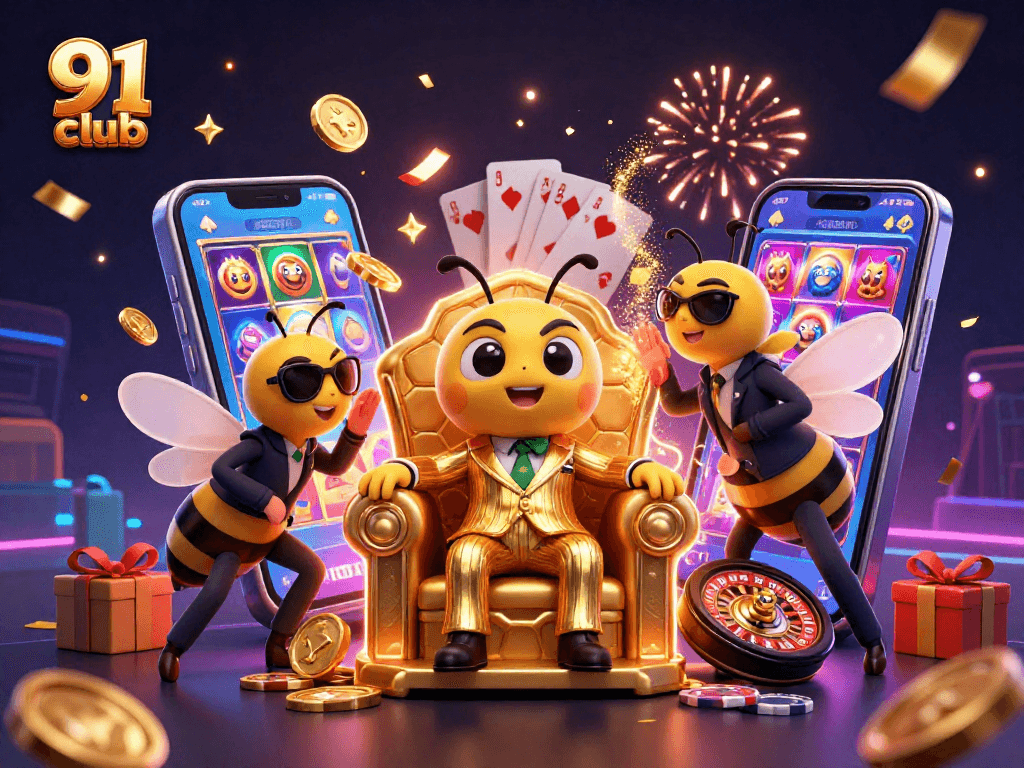 Experience casino thrills at 91 club with dynamic game elements and vibrant characters.