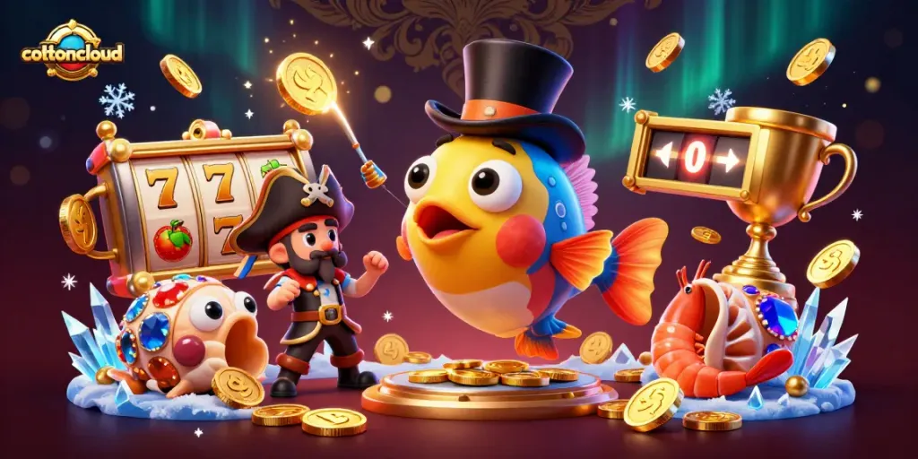 Join cottoncloud in an exciting jackpot chase as a deep-sea anglerfish entices coins in a vibrant casino scene.