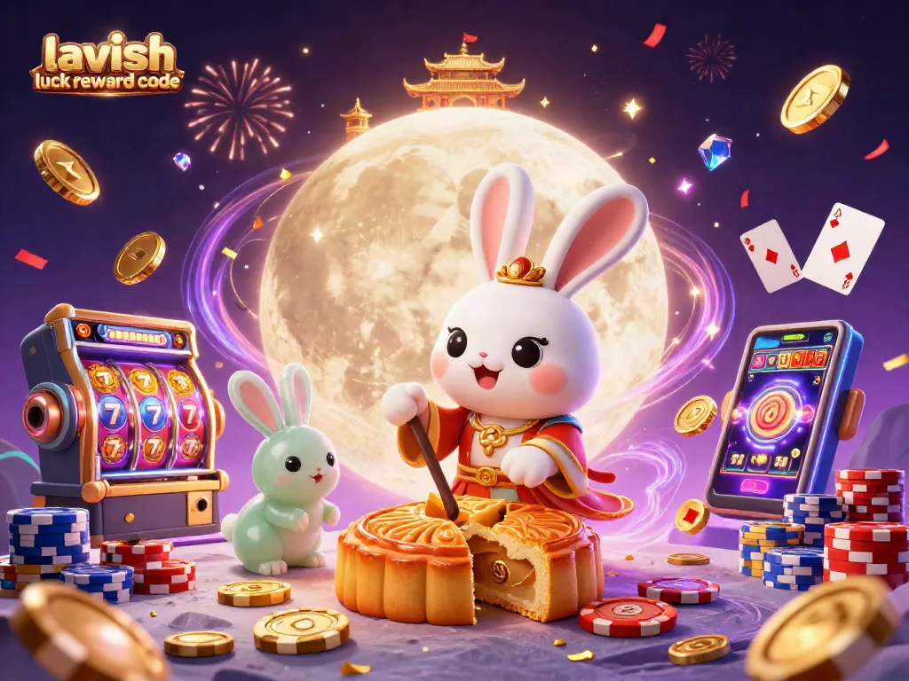 Engage with lavish luck reward code while enjoying 3D cartoon rabbits and casino elements bursting with coins and joy.