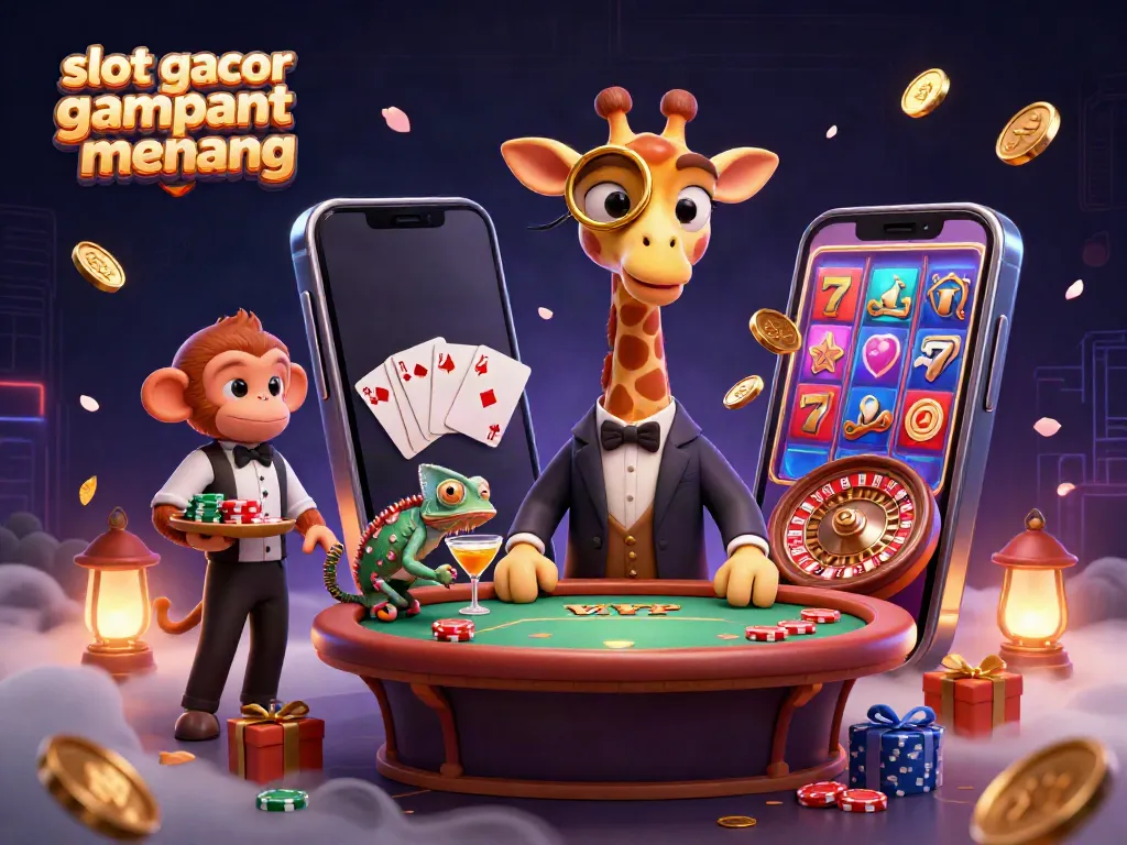 Experience the thrill of slot gacor gampang menang with a high-roller giraffe and dynamic casino scene.