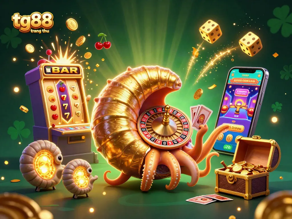 Experience thrilling wins at tg88 trang chủ with a packed casino scene featuring a giant nautilus and vibrant game elements.