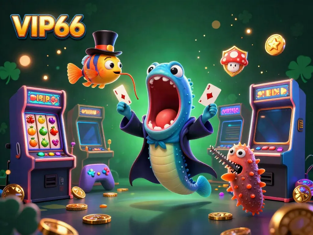 Experience thrilling fun at VIP66 with a fantastical scene of animated marine characters performing magical casino tricks.