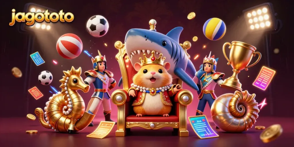 Menang taruhan yang strategis dengan jagototo dipandu oleh raja hamster emas dalam ilustrasi 3D yang menawan.