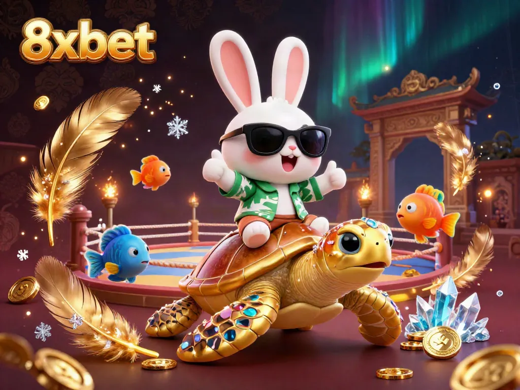 Engage with 8xbet's thrilling gambling experience featuring characters in a vibrant casino setting.