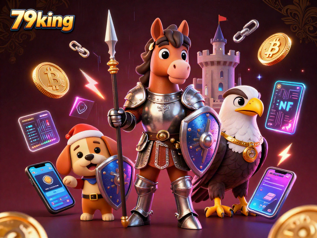 Experience thrilling gaming action with 79king amidst crypto elements and heroic characters.