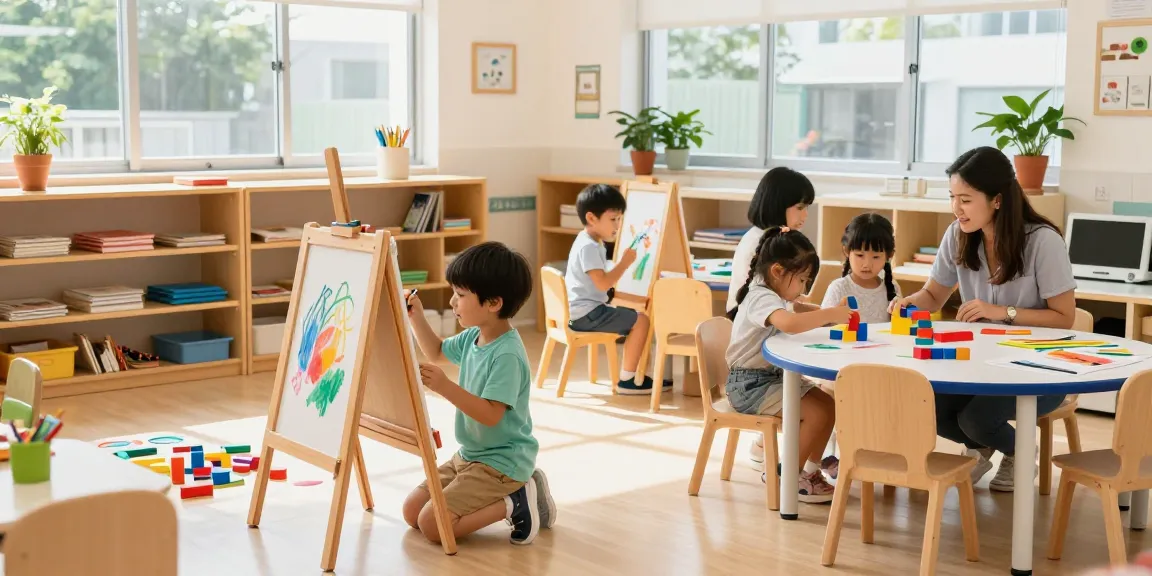 Engaged preschool children learning through play at the Best preschool Singapore.