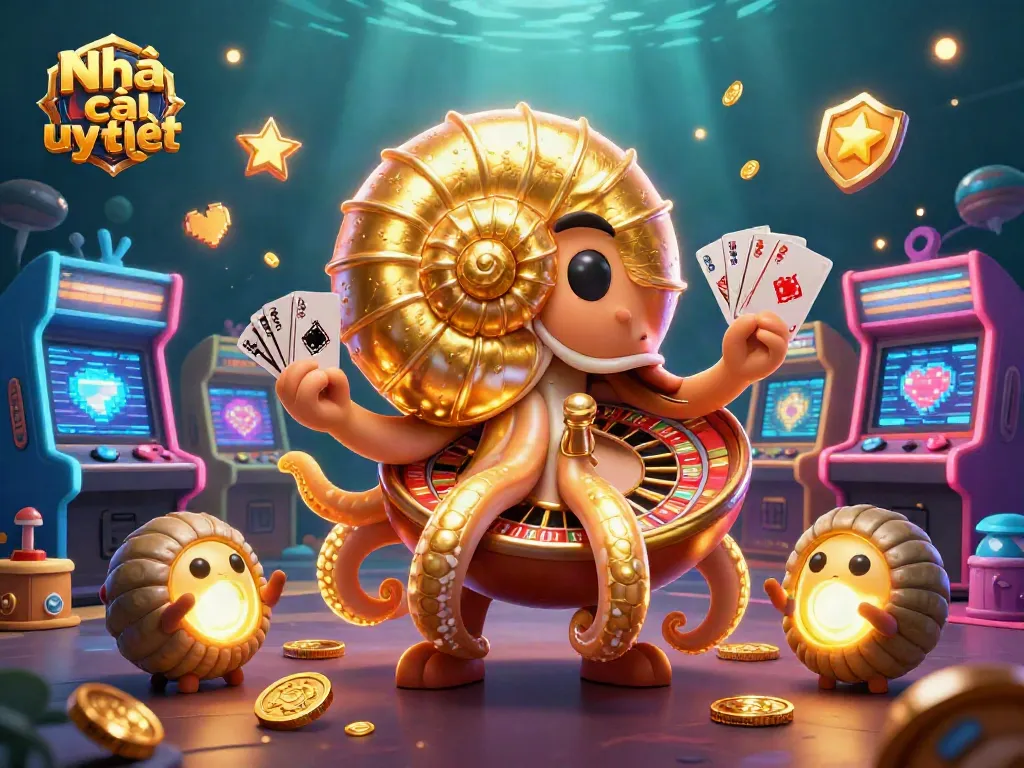 Engage with the top Nhà cái uy tín through vibrant 3D casino-themed illustration showcasing dynamic gameplay elements.