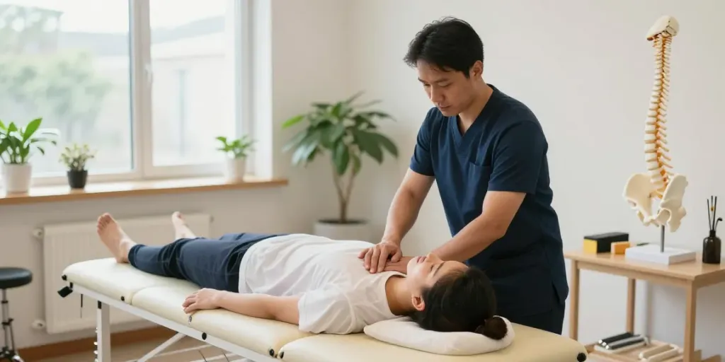 Chiropractor Chatswood assisting a patient in a welcoming clinic atmosphere, focused on personalized care.