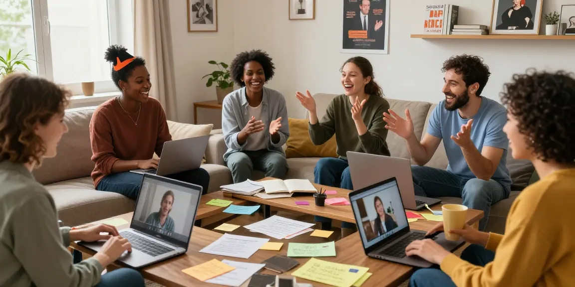 Online Improv for beginners class with adults engaging creatively from home.