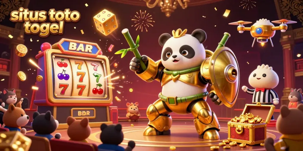 Experience the excitement of situs toto togel with a golden panda in a thrilling jackpot scene.