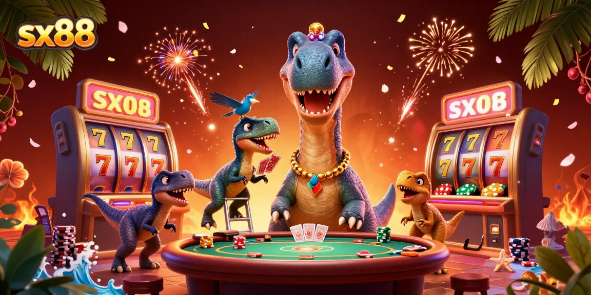 Experience the thrill of sx88 in a vibrant casino scene with unique characters and game elements.