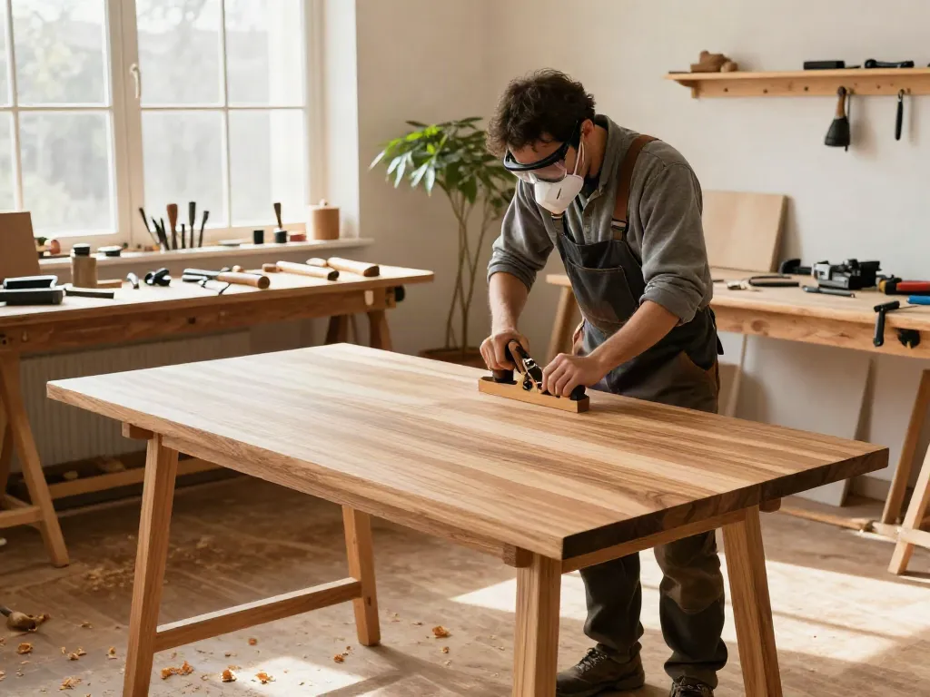 Carpentry Services Sydney - Custom furniture creation scene with a skilled carpenter in a well-lit workshop.