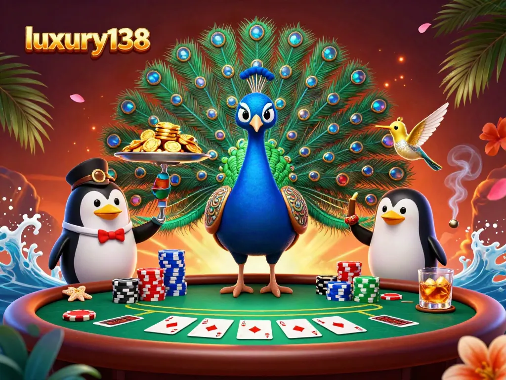 Engage with luxury138 through vibrant poker game scenes featuring aristocratic characters and colorful chips.