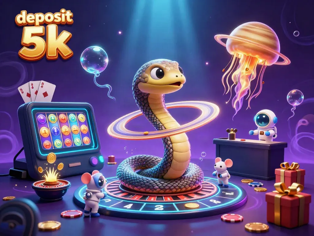 Experience exciting gameplay with deposit 5k at our vibrant virtual casino scene featuring unique space elements.