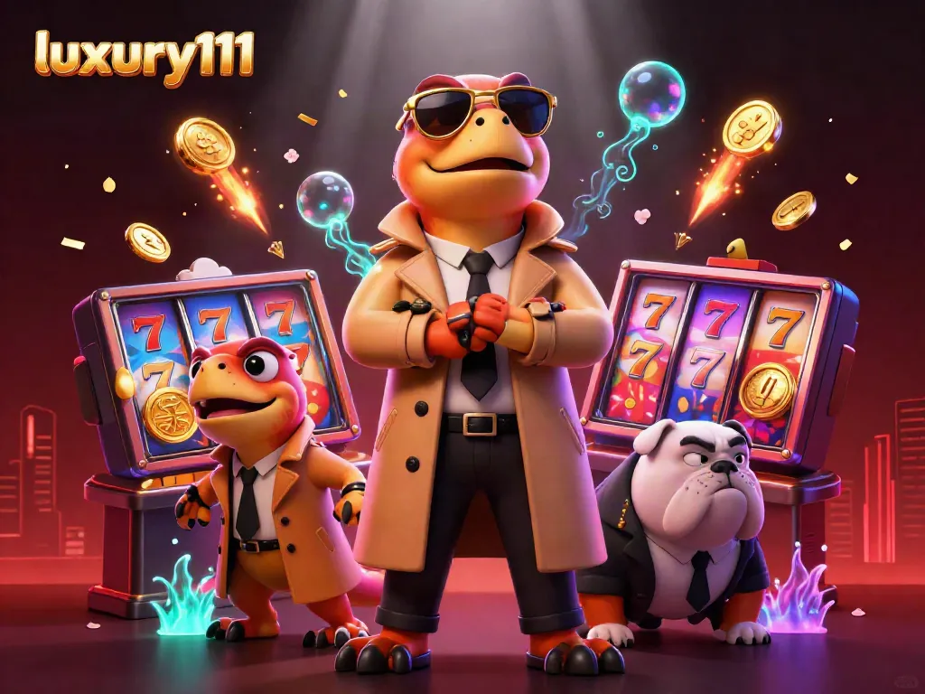 Join the fun at luxury111 with raptors in a trench coat entering a casino.