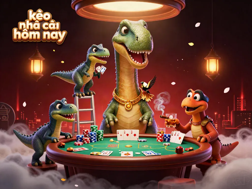 Engage with kèo nhà cái hôm nay featuring a vibrant 3D casino scene of playful characters amid poker excitement.