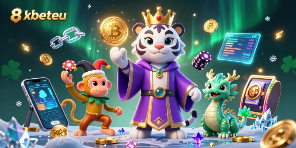 Engage in thrilling gaming at 8xbeteu with a mesmerizing 3D illustration featuring characters and casino elements.