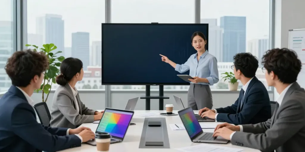 Team collaborating in a modern office to discuss business accounting services.