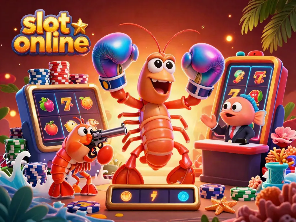 Experience thrilling slot online excitement with vibrant characters and jackpot visuals in this dynamic casino illustration.