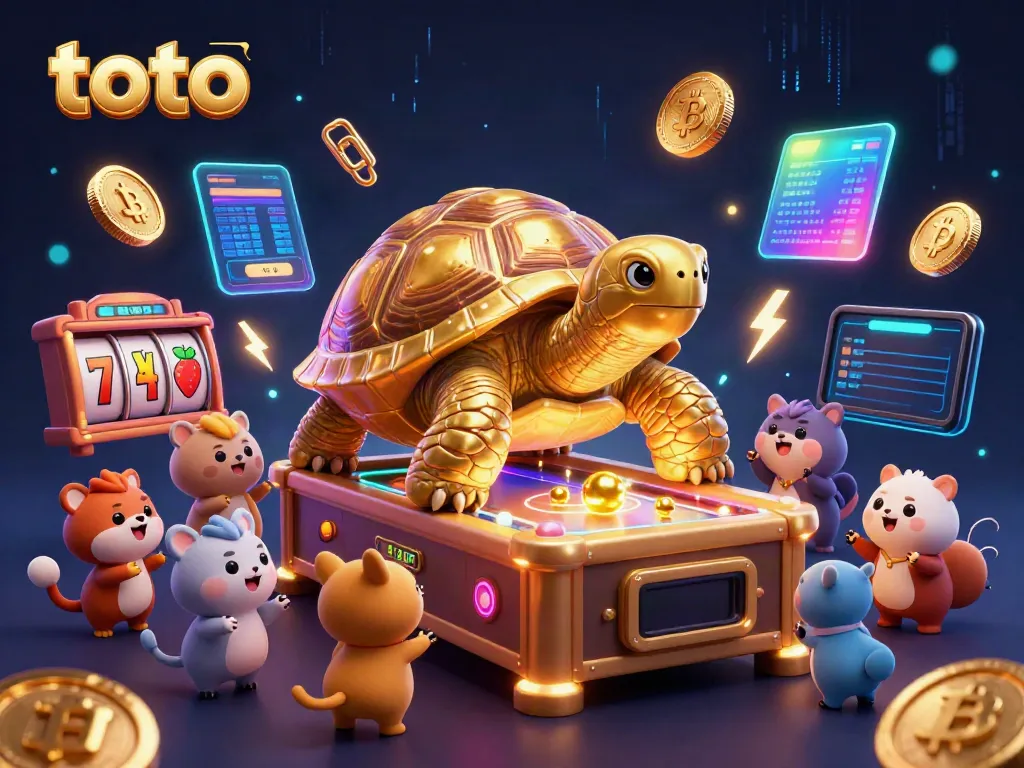 Experience the exciting games featuring the tortoise pinball machine at the toto casino, amid vibrant digital elements.