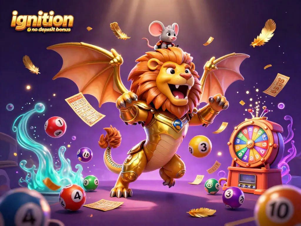 Experience the excitement of the ignition casino no deposit bonus with vibrant lottery balls and dazzling rewards.