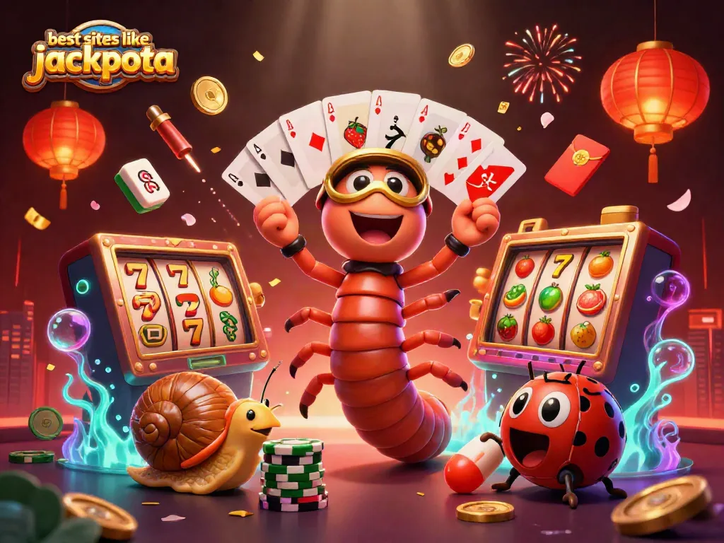 Experience the best sites like Jackpota with vibrant casino-themed characters and dynamic elements.