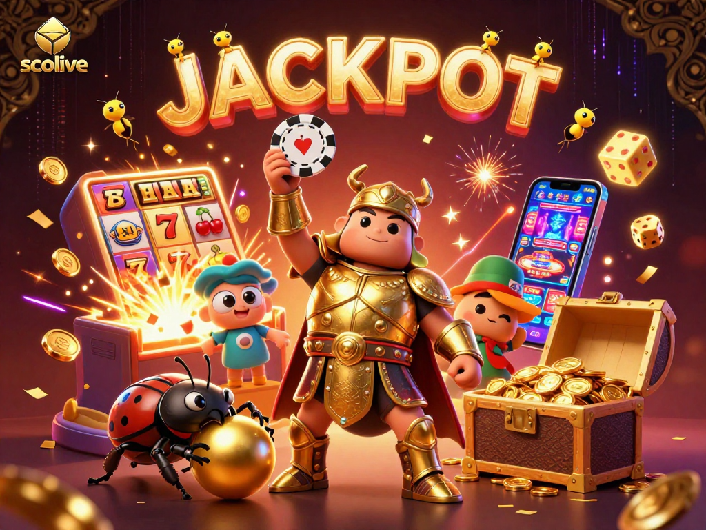 Socolive offers a thrilling dynamic illustration of victory in online gambling with vibrant gaming elements.