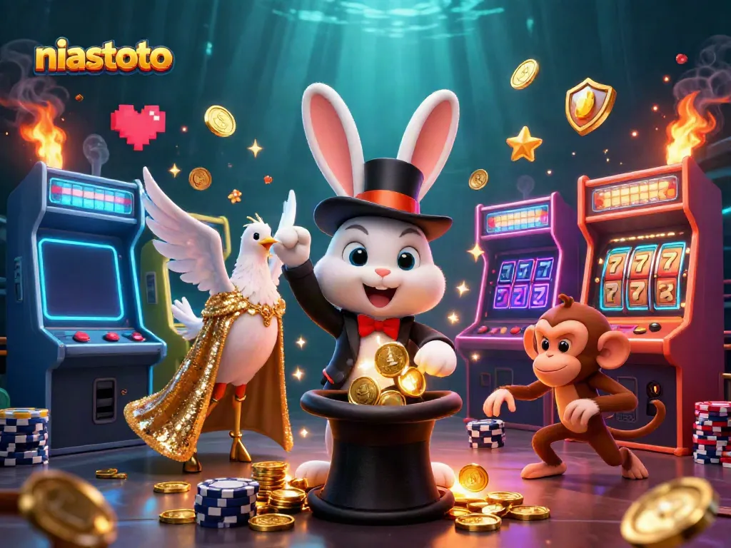 Experience niastoto's magical casino adventure with animated characters and vibrant game elements.