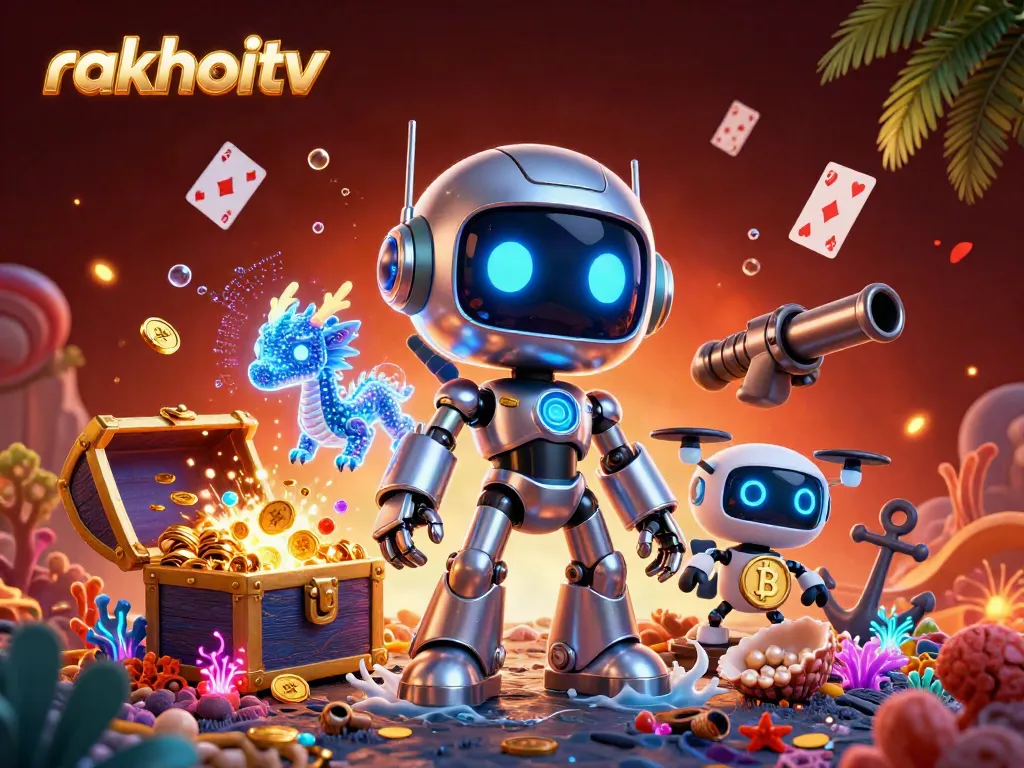 Experience the thrill of rakhoitv with vibrant cartoon characters and dynamic gambling scenes.