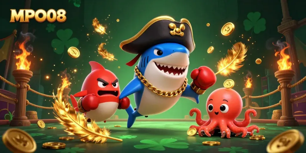 MPO08 brings the thrill of online gaming with vibrant characters and dynamic elements in a casino setting.