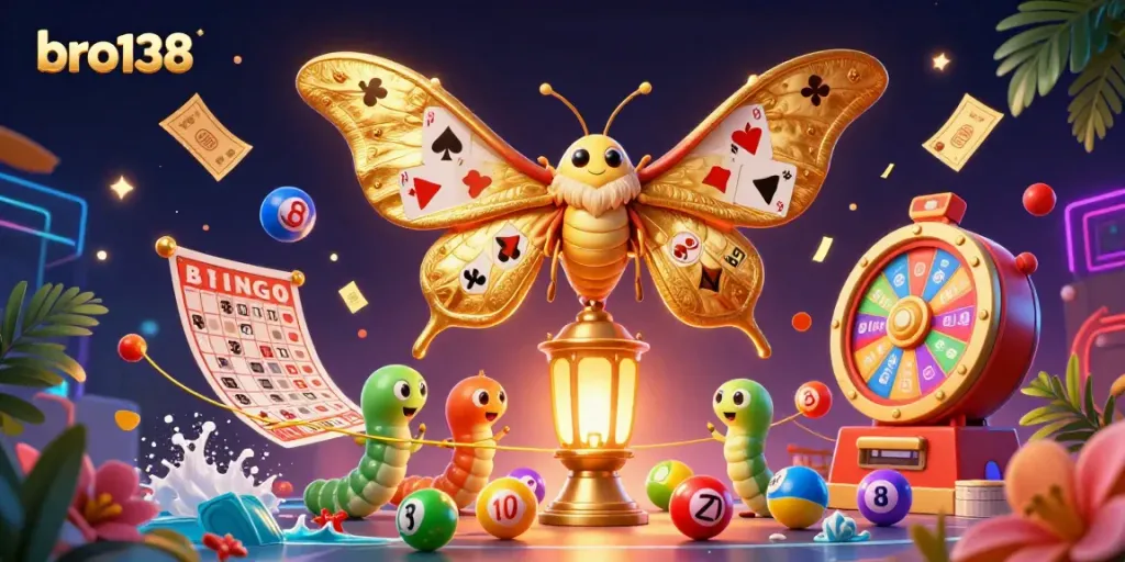 Experience the thrill of bro138 with a vibrant 3D digital casino scene featuring enchanting characters and exciting gaming elements.