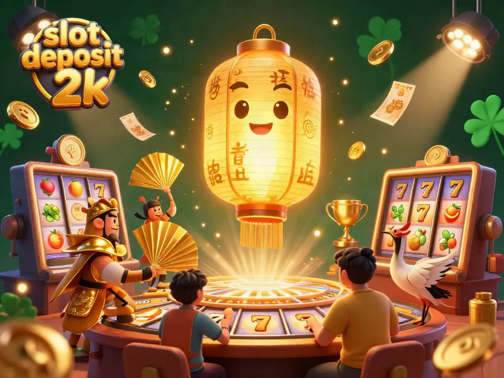 Experience the thrill of gaming with slot deposit 2k in this captivating 3D casino illustration.