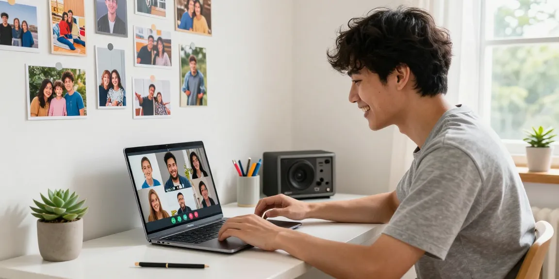 Engaging with an AI tool to determine how old do I look in a vibrant home office.