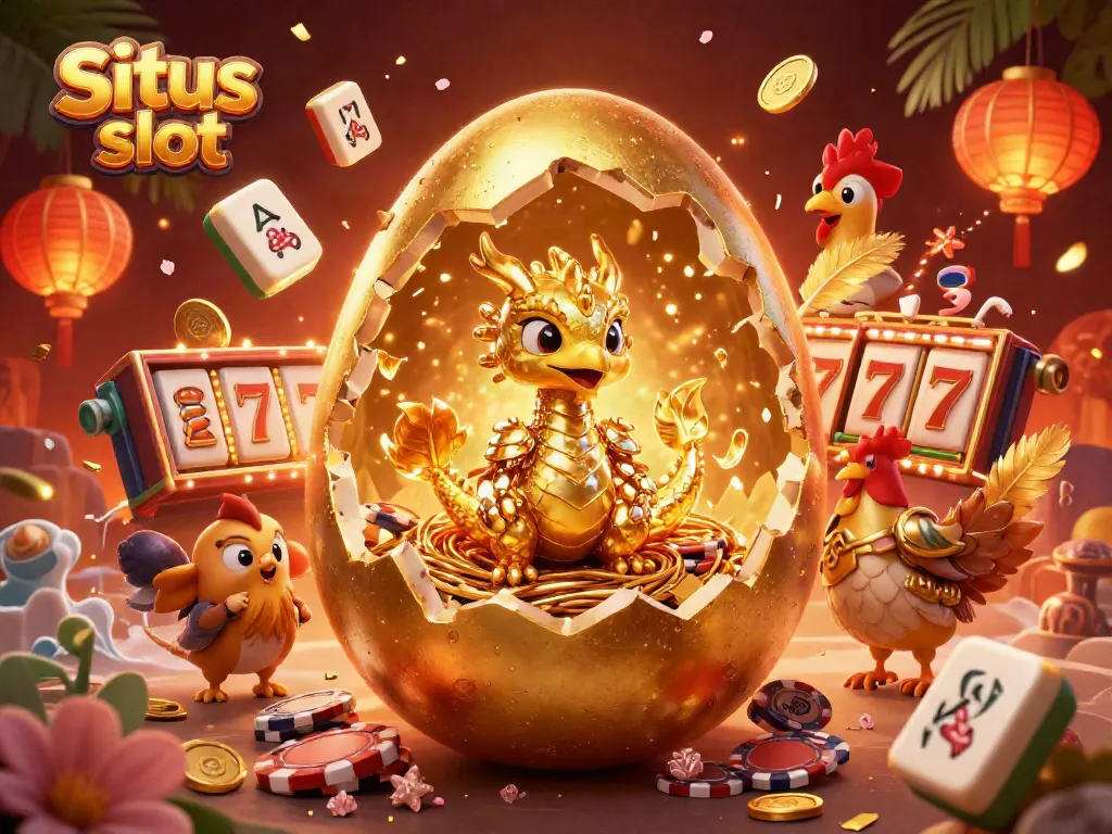 Engage in thrilling action at Situs slot with a golden dragon and poker chips illustration.