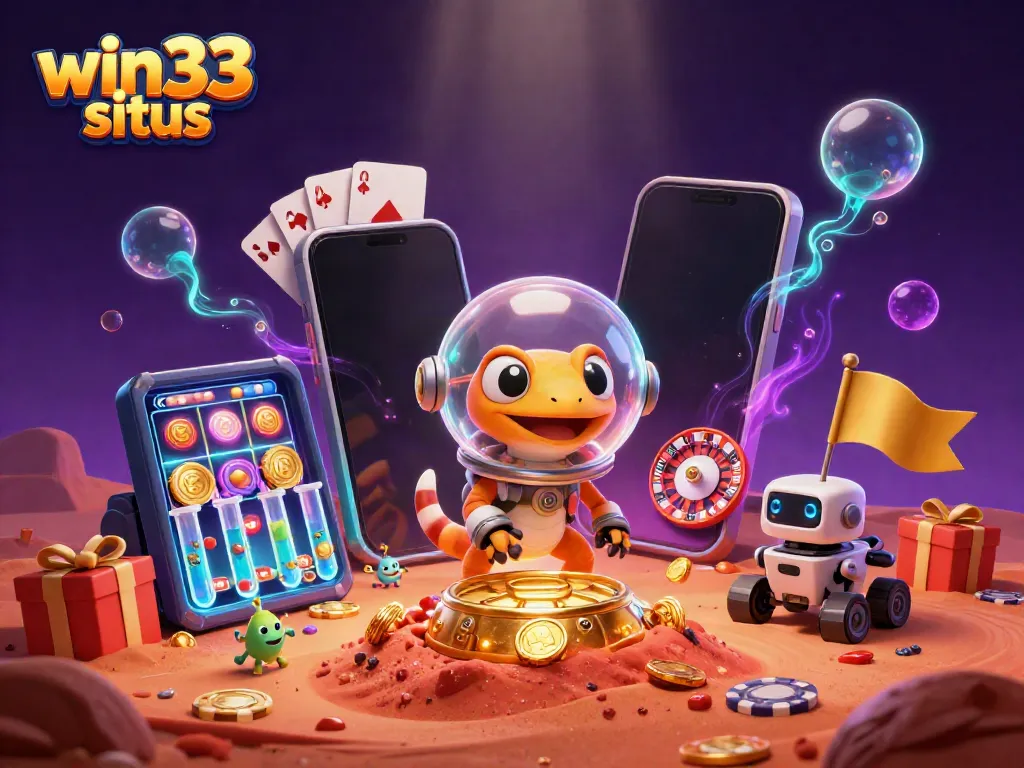 Experience the thrill of win33 situs gaming with a Martian gecko finding a casino on Mars.